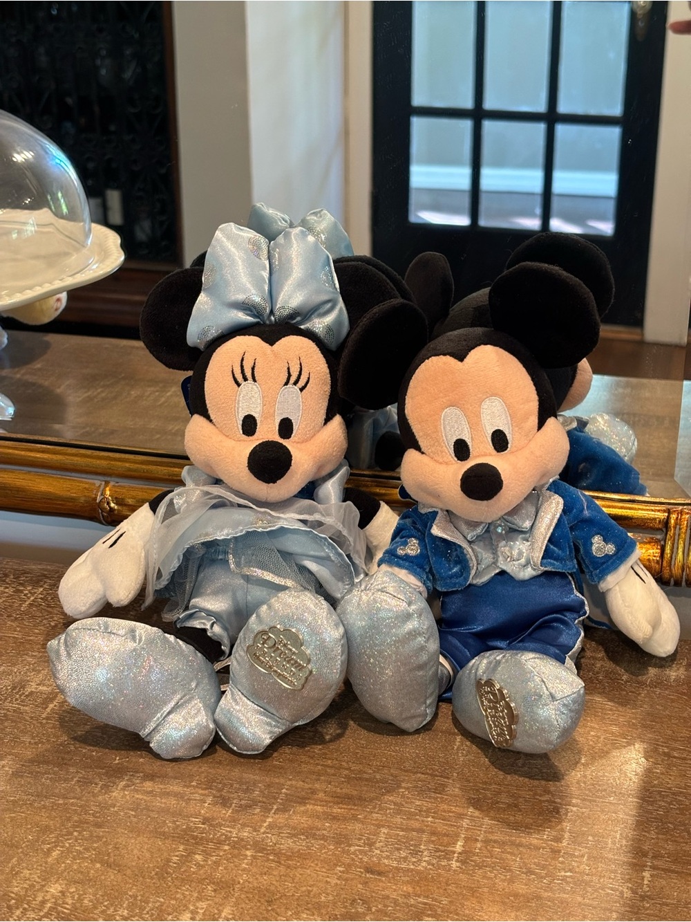 Disney Plush Mickey & Minnie in Shimmery Light Blue Costumes
